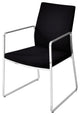 Pasha Arm Chair, Chrome Base, Black Genuine Leather