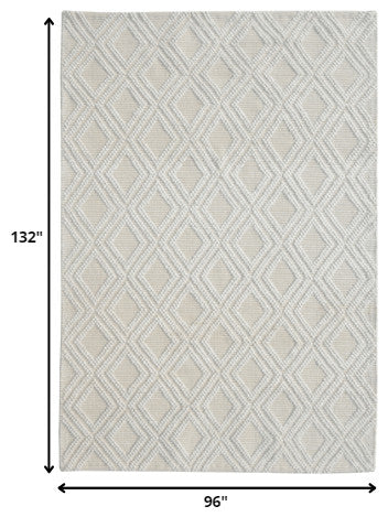 8"x11" Ivory Diamond Lattice Modern Area Rug