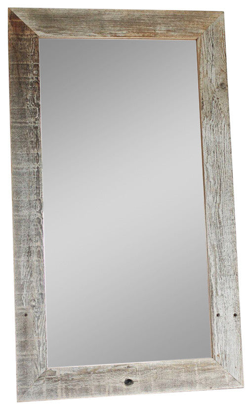 Rustic Barnwood Mirror, Flat Wood Homestead Style Reclaimed Wood, 20"x24"