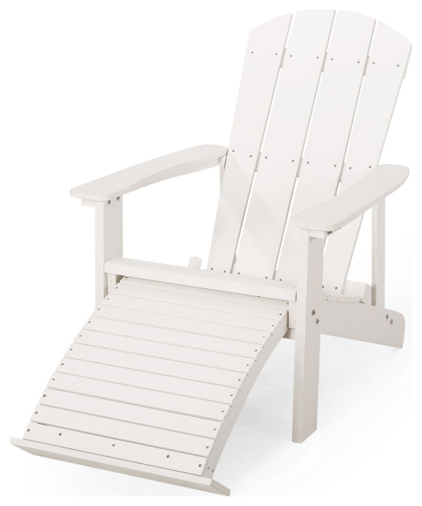 Oaks Aura Outdoor Classic White Solid Wood Adirondack Chair Foldable, White