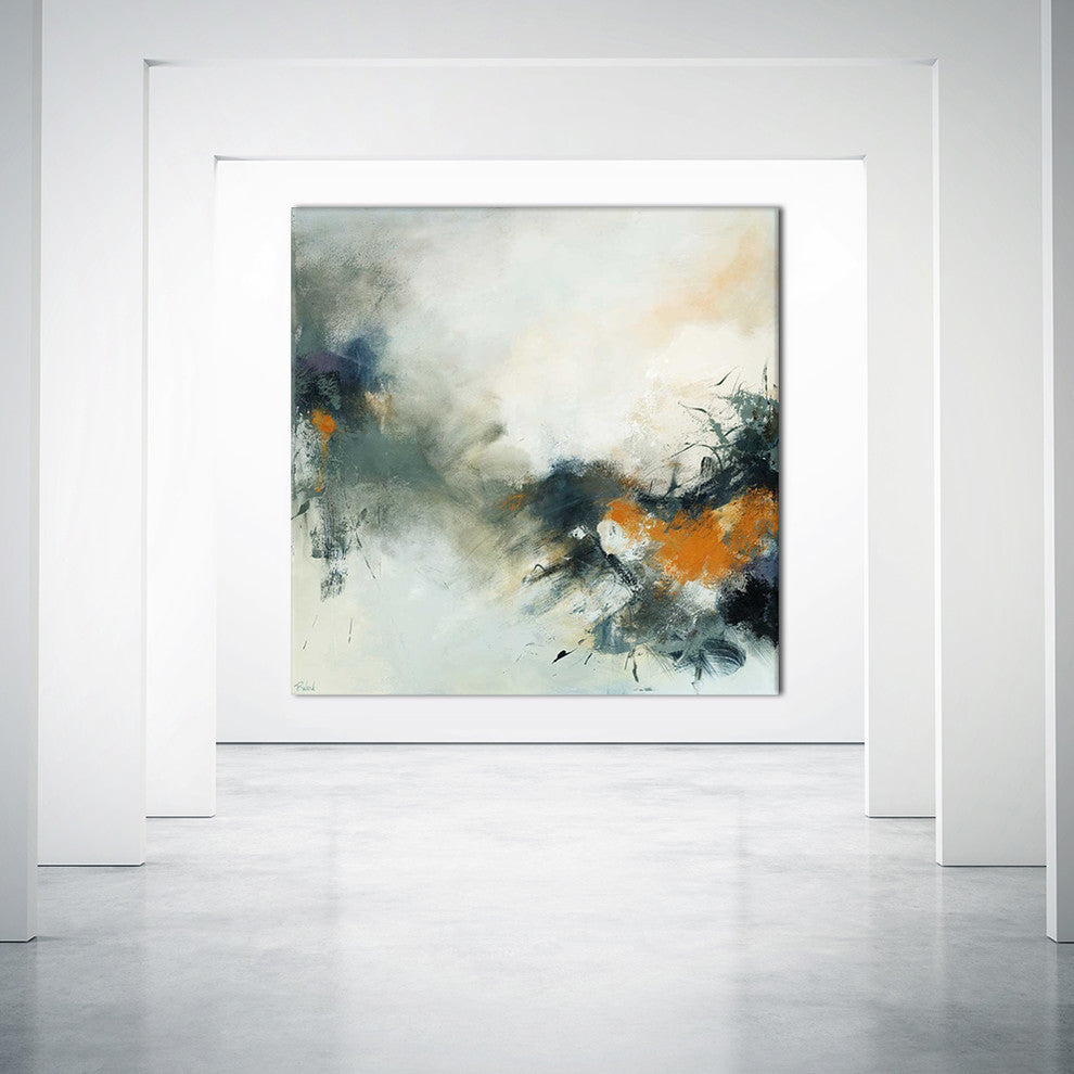 Transition Fine Art Giant Canvas Print, Gray, Orange, 54"x54"