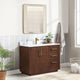 San Bath Vanity with Stone Top, Natural Walnut, 42", Single Vanity, No Mirror