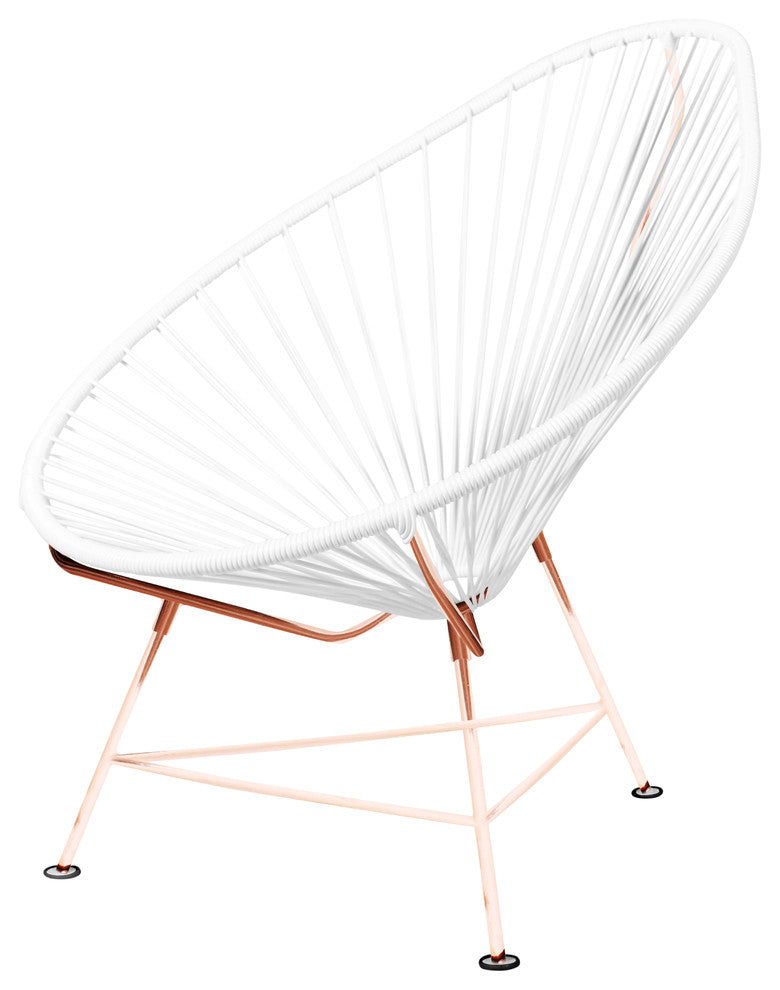 Junior Indoor/Outdoor Handmade Acapulco Chair, White Weave, Copper Frame