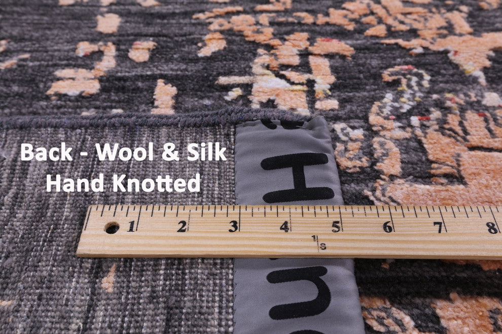9' 0" X 12' 4" Wool and Silk Hand Knotted Modern Rug Q9243