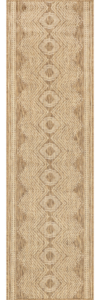 Nuloom Ranya Tribal Indoor/Outdoor Contemporary Area Rug, Light Brown 2'X8'