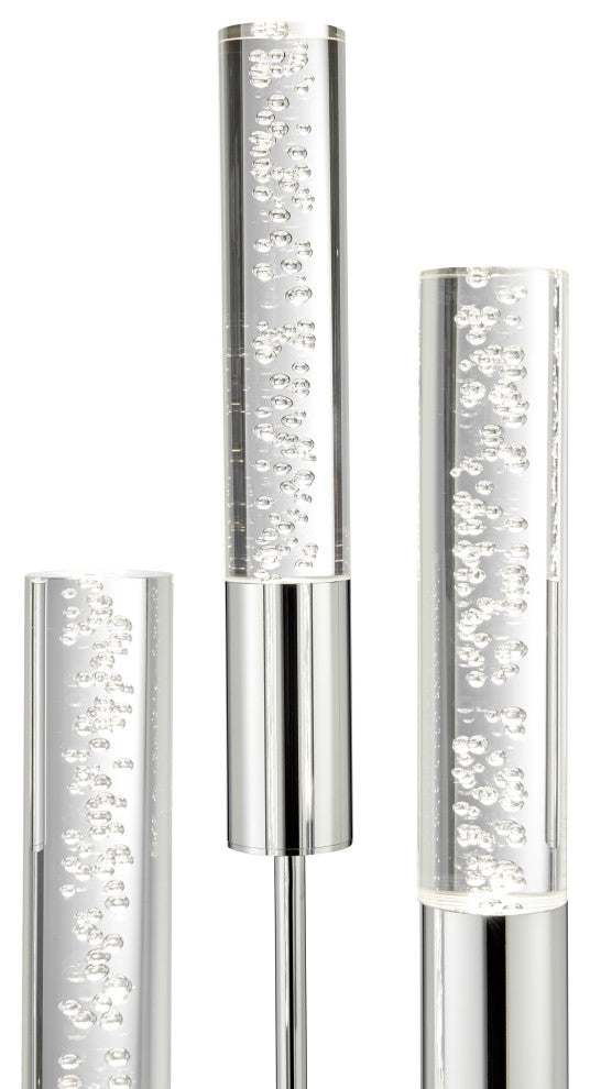 Chrome Integrated LED 3 Lights Table Lamp with Acrylic Tubes