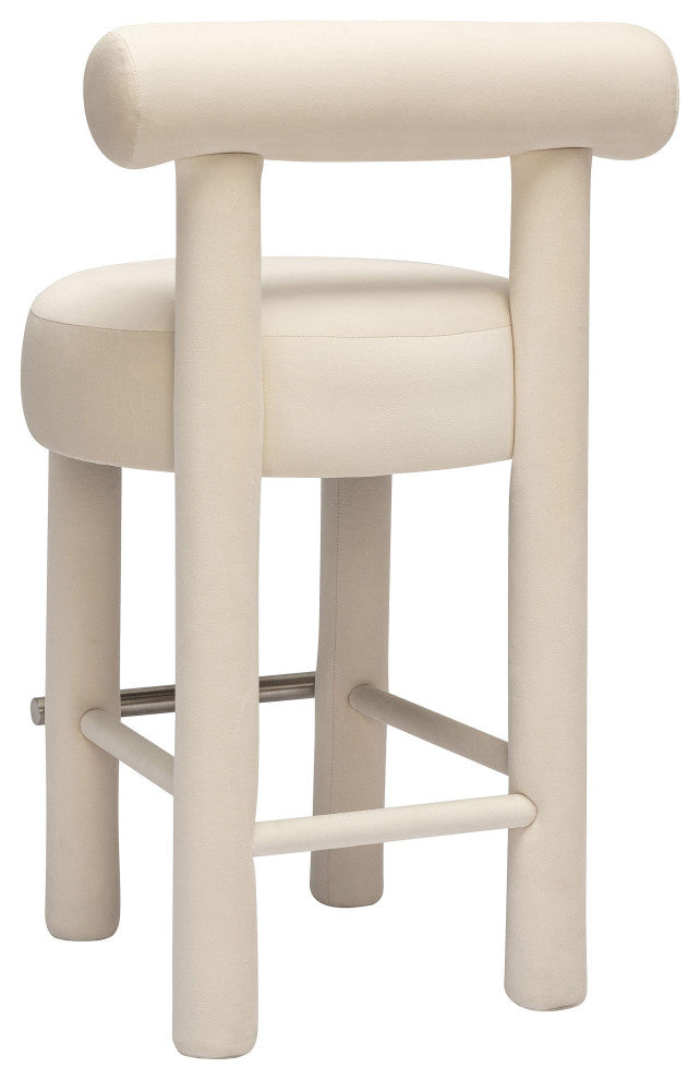 Carmel Cream Velvet Counter Stool Cream