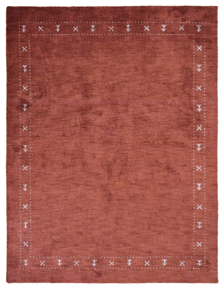 HAND KNOTTED LOOM SILK AREA RUGS-6'x9',Rectangle,Dark Orange,Contemporary