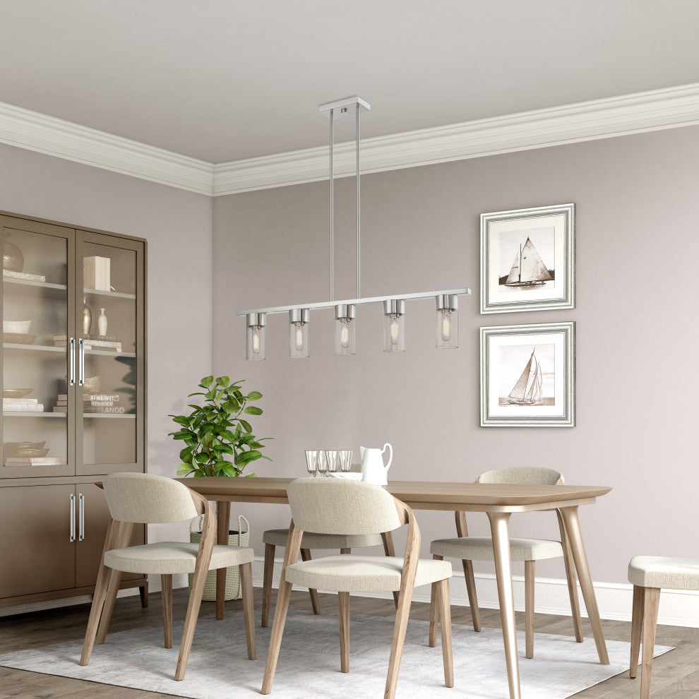 Carson 5 Light Brushed Nickel Linear Chandelier