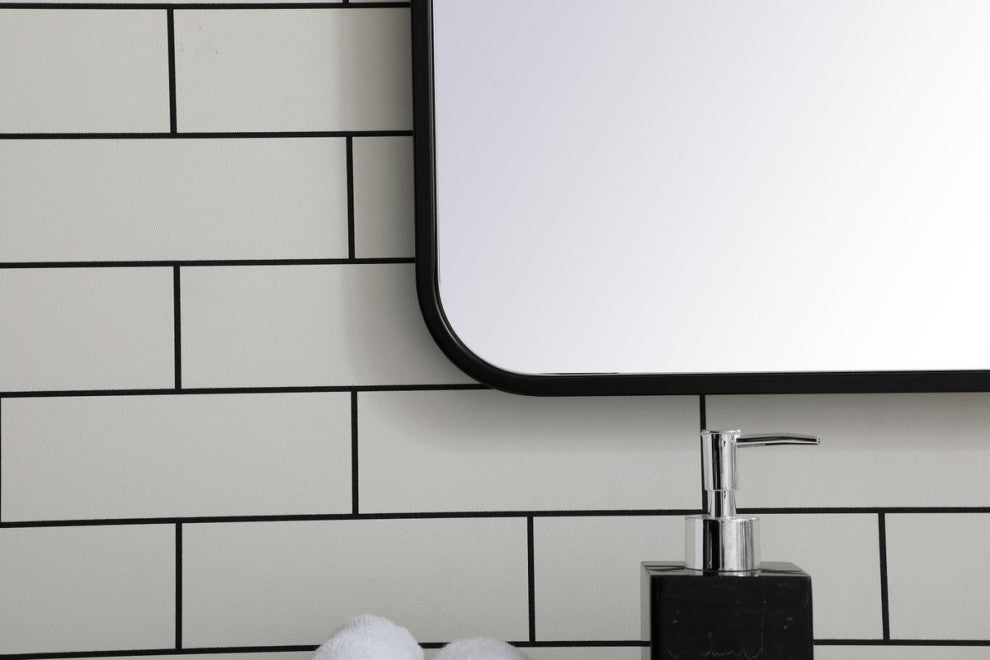 Ellis Soft Corner Metal Rectangular Mirror, Black, 27"x40"
