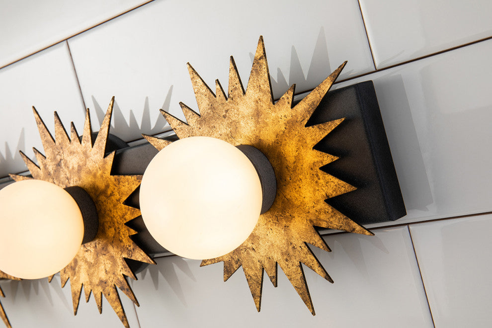 Soleil 3 Light Bath Vanity Light in Gold and Weathered Zinc