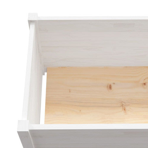 vidaXL Planter Decorative Outdoor Plant Pot Flower Box White Solid Wood Pine