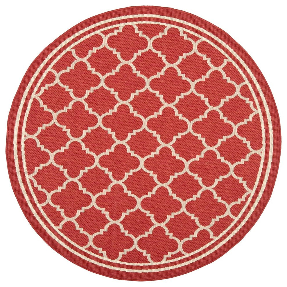 Safavieh Courtyard Cy6918-248 Red, Bone Area Rug, 6'7" X 6'7"