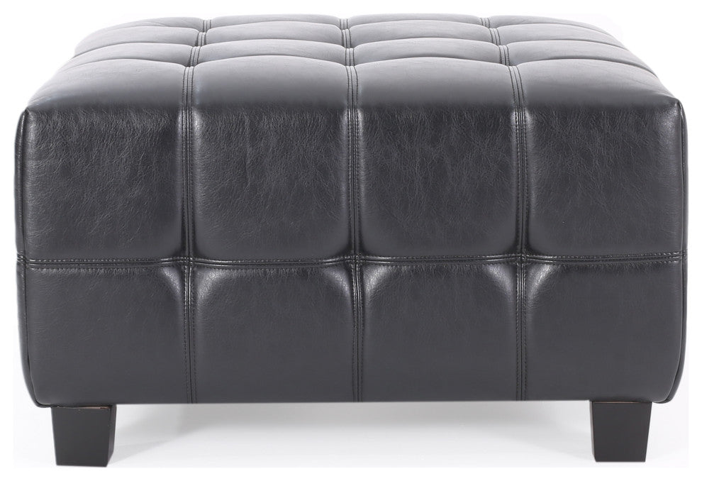 Littell Faux Leather 4 Seater Sofa, Chaise Sectional, Ottoman, Midnight + Dark B