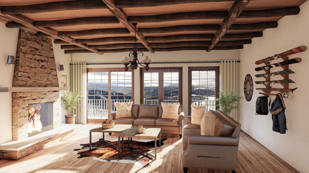 Ski Rack - The Hallsteiner Series Horizontal Ski Wall Mount, Birch, Quad