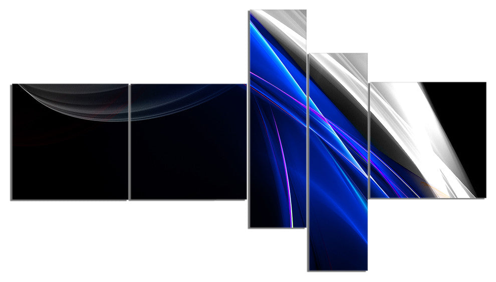 Glittering Blue Pattern, Abstract Canvas art print, 60"x32", 5 panels