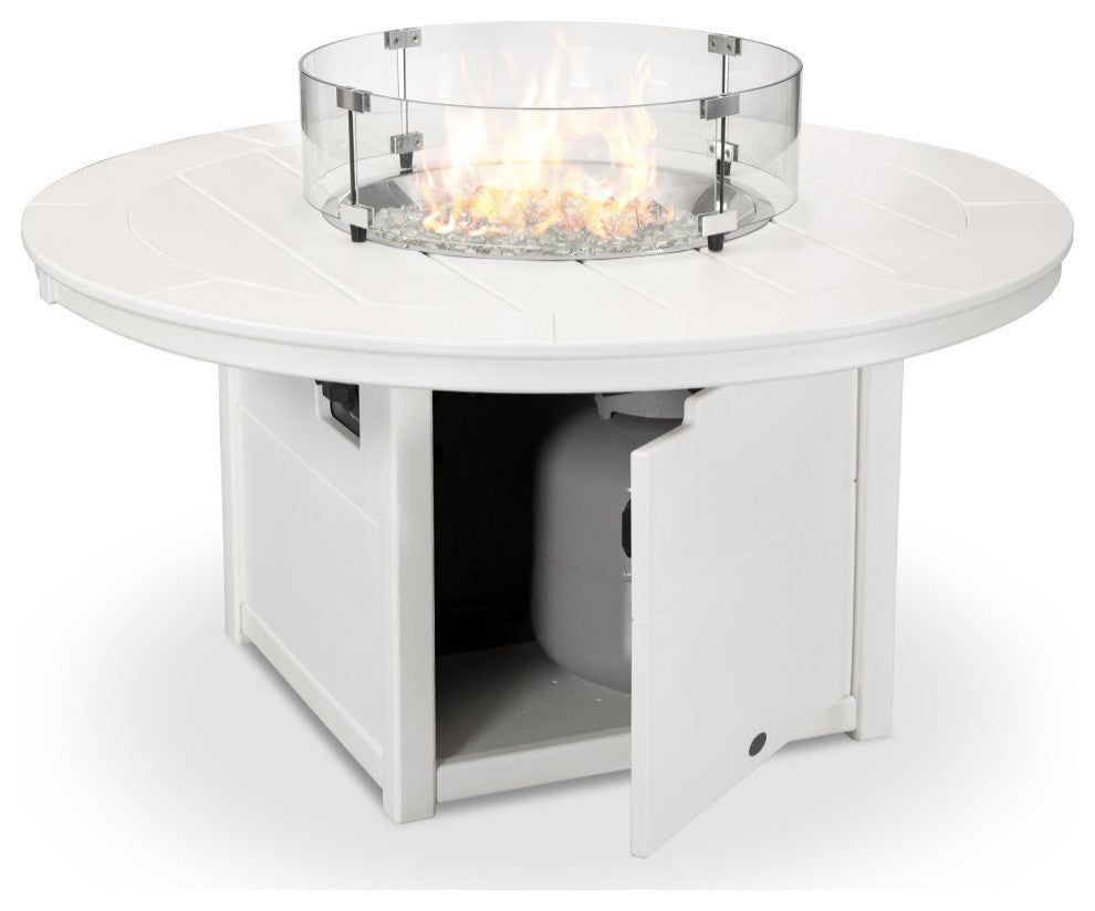 Polywood Round 48" Fire Pit Table, White
