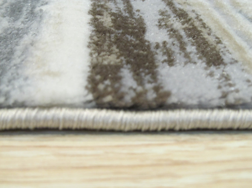 Ivory Distressed Bohemian Isabella Striped Rug, 5' 3x7' 3