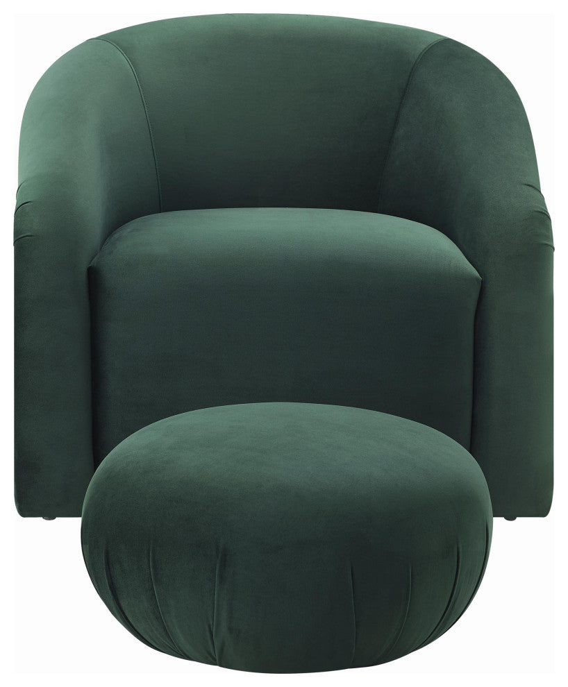 Boboli Forest Green Velvet Chair + Ottoman Set - Forest Green