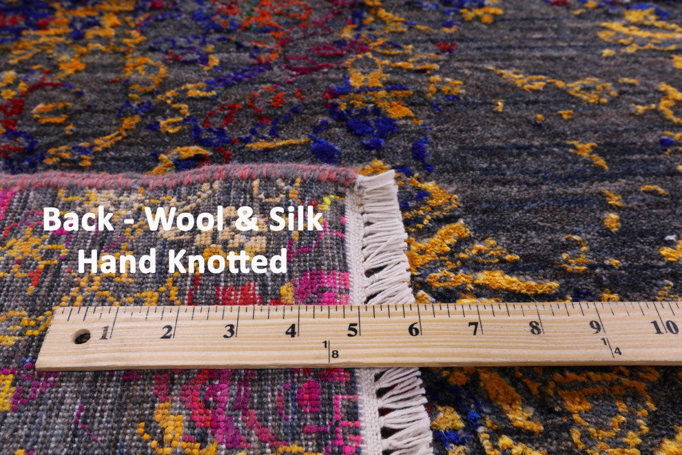 Wool and Silk Modern Hand Knotted Rug 8' 9" X 11' 11" Q11854