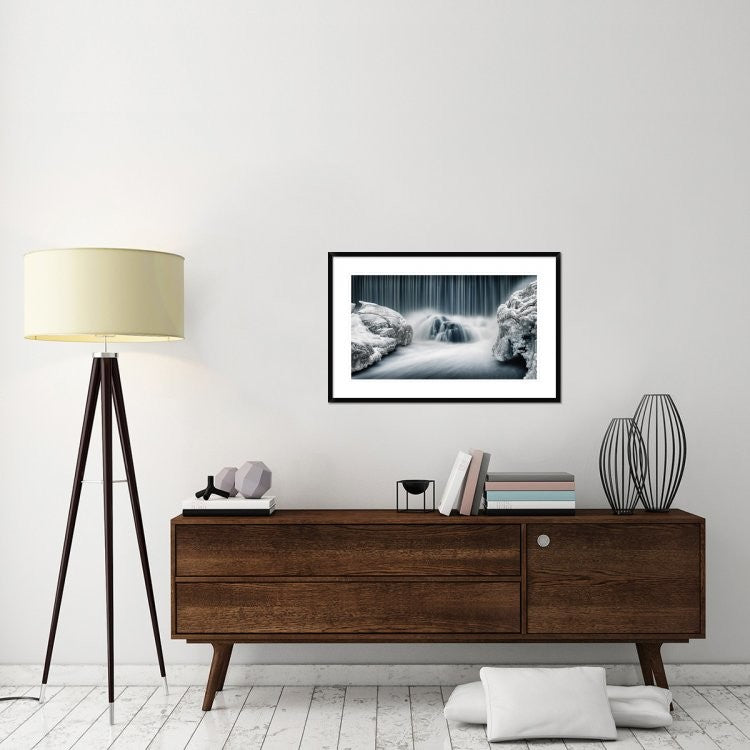 "Icy Falls" Framed Digital Print by Keijo Savolainen, 38x24"