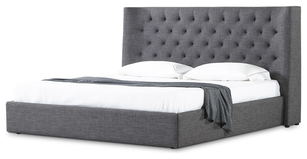 Modern Artemis Grey Fabric King Size Bed with Gas Lift Storage