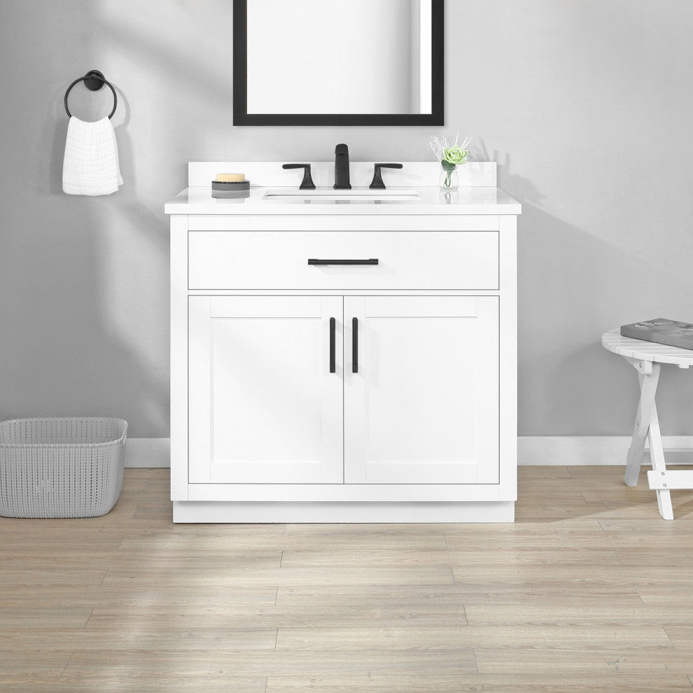 Ove Decors Bailey 36" Single Sink Vanity, White With Hardware