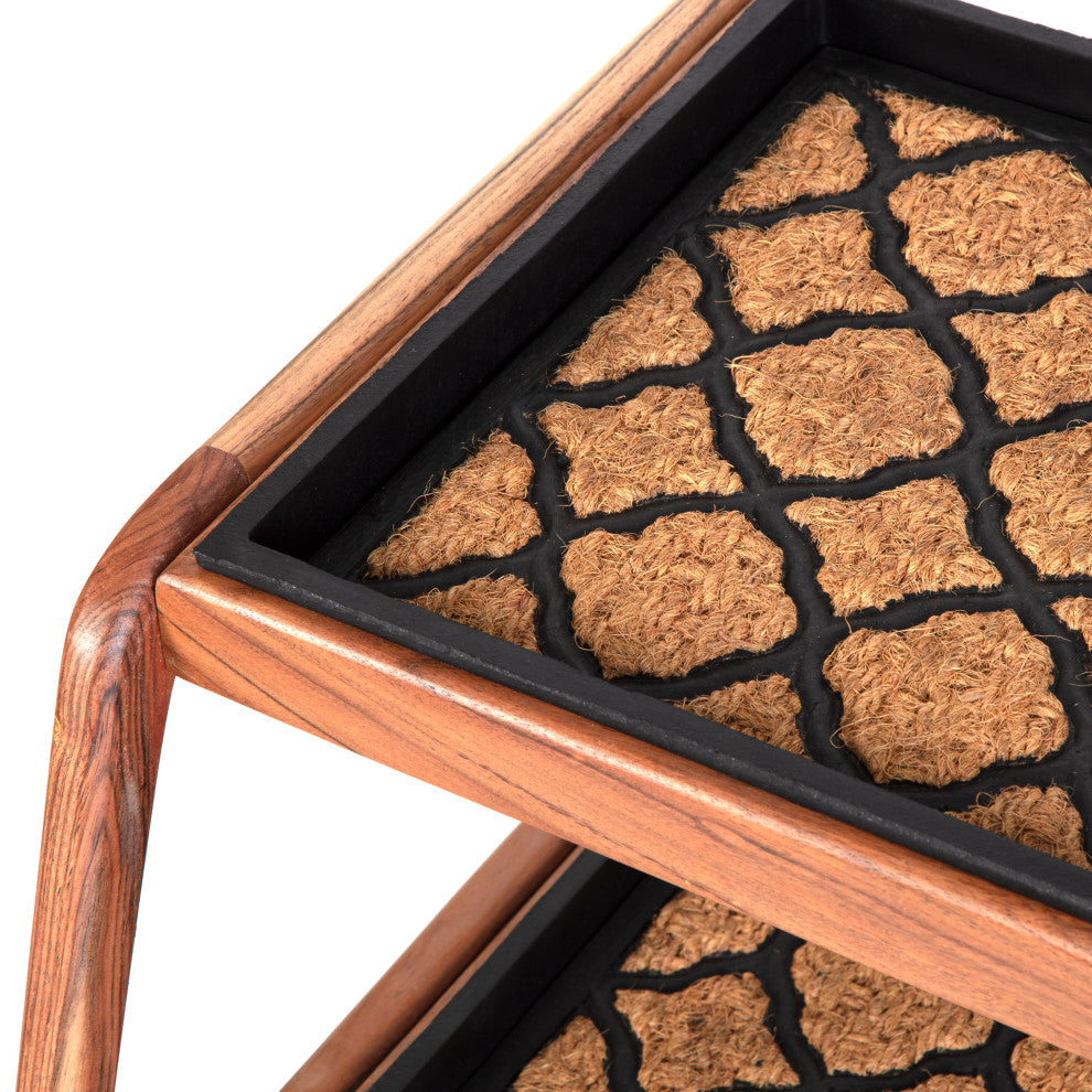 Double-Tier Natural Stand With 2-Pair Rubber Boot Trays Shangri-La