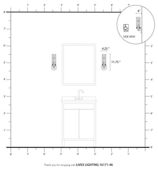 Ludlow 1 Light Black Chrome ADA Single Sconce