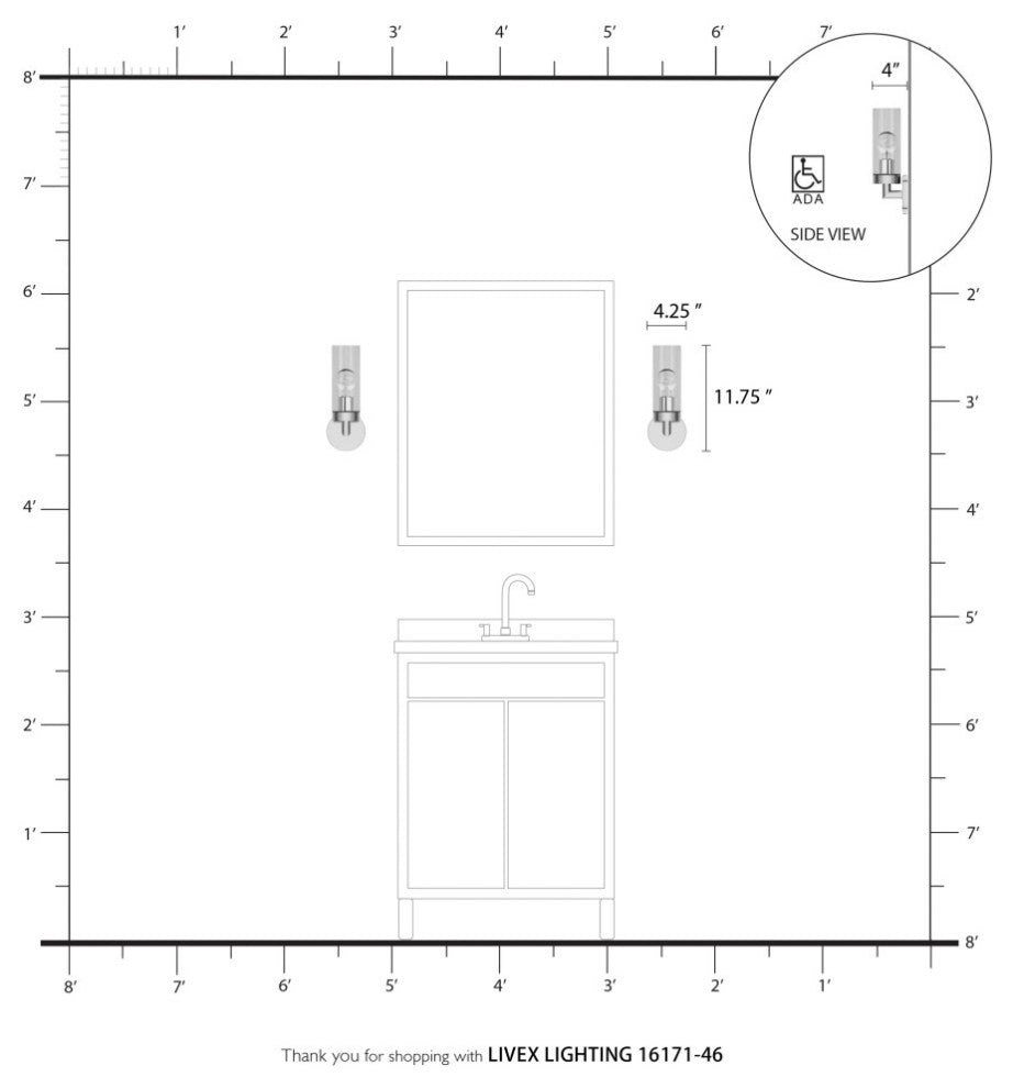 Ludlow 1 Light Black Chrome ADA Single Sconce