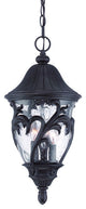 Three Light Matte Black Leaf Detail Hanging Light