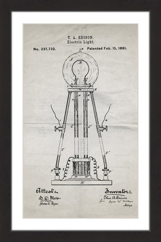 "Edison Light 1881 Old Paper" Framed Painting Print