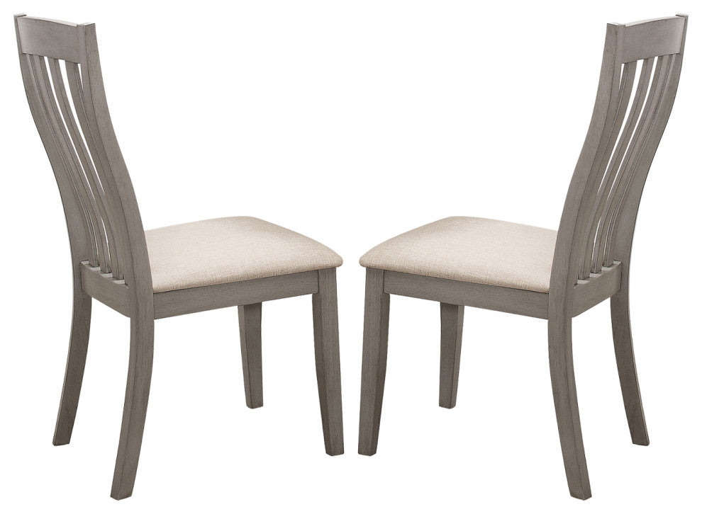 Set of 2 Dining Side Chairs with Upholstered Seat, Coastal Gray