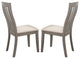 Set of 2 Dining Side Chairs with Upholstered Seat, Coastal Gray