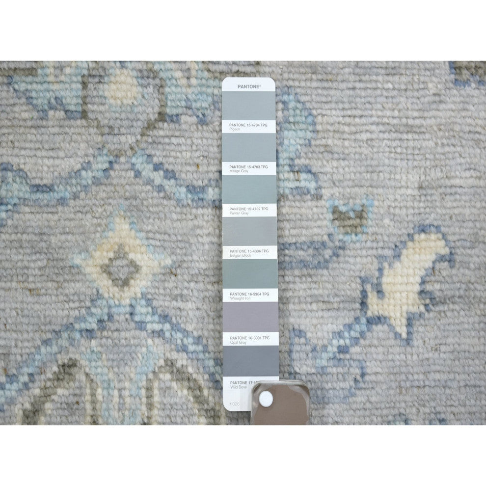 Silver Gray Angora Oushak All Over Motifs Afghan Hand Knotted Wool Rug8'1"x10'4"