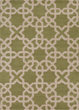 Davin Contemporary Area Rug, Green and Cream, 7'x10'