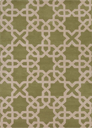 Davin Contemporary Area Rug, Green and Cream, 7'x10'