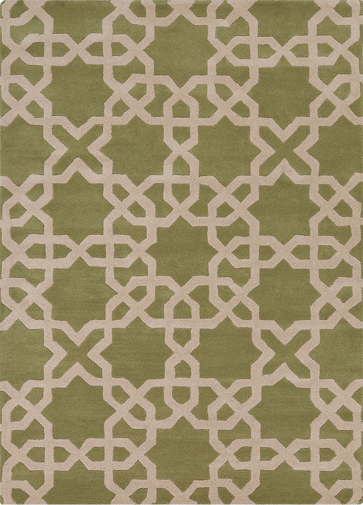 Davin Contemporary Area Rug, Green and Cream, 7'x10'