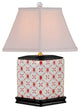 Orange and White Geometric Diamond Shaped Porcelain Table Lamp 16"