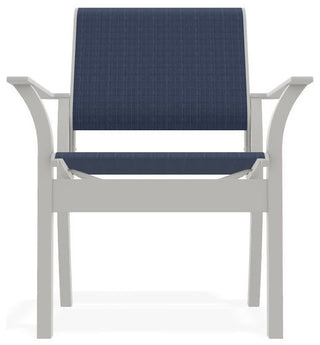 Leeward Sling Stackable Outdoor Dining Chair, Mavi/Snow