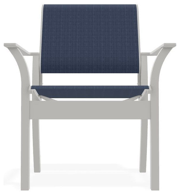 Leeward Sling Stackable Outdoor Dining Chair, Mavi/Snow