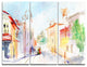 "Illustrated Parisian Street" Watercolor Metal Wall Art, 3 Panels, 36"x28"