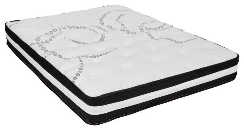 Roxbury Tufted Upholstered Platform Bed -10 Inch Foam & Pocket Spring Mattress, Light Gray, Full