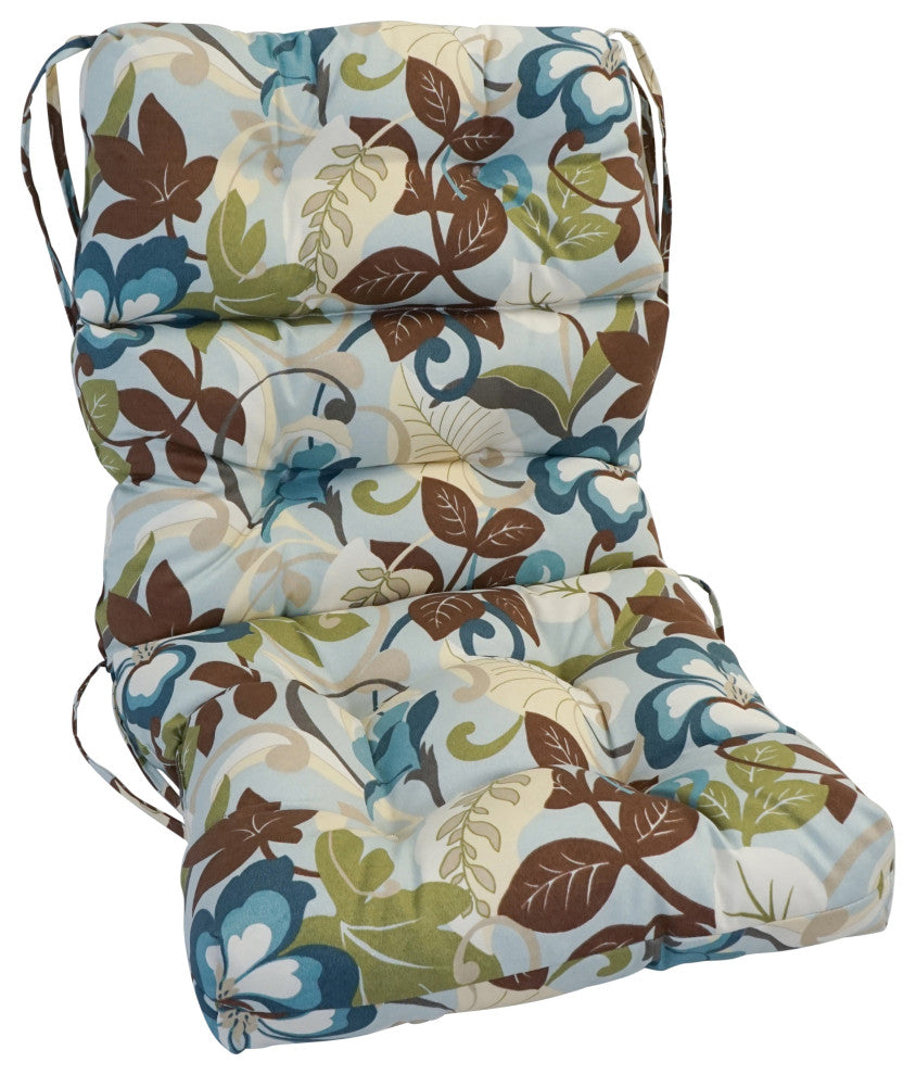 18"X38" Polyester Outdoor Tufted Chair Cushion, Earth And Sky Palm