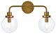 Helen 2-Light Bath Sconce, Brass With Clear Shade
