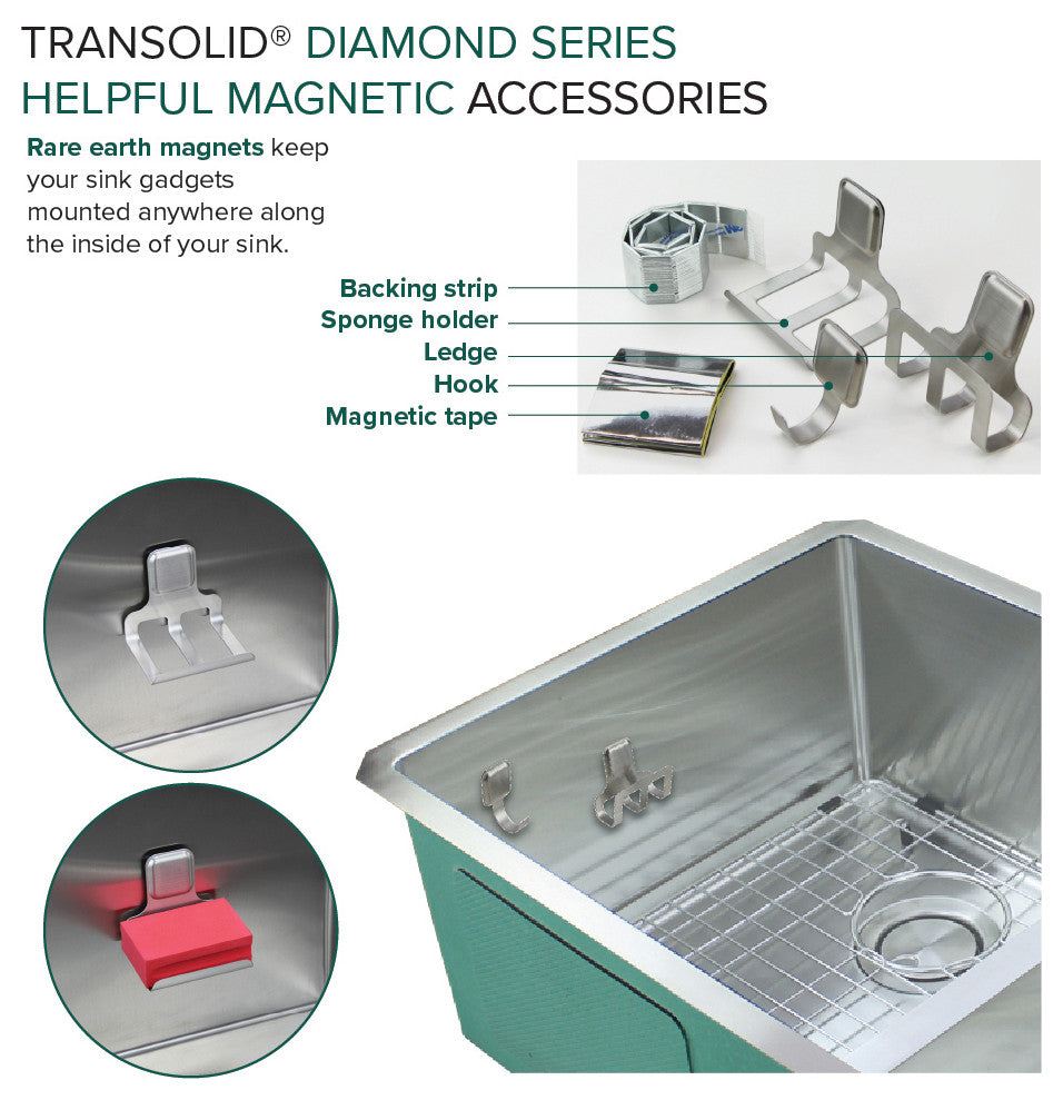 Transolid Diamond 32"x22" Single Bowl Dual-Mount Sink Kit in Stainless Steel