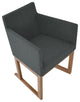 Harput Sled Wood Chair, Solid Beech Walnut Base, Dark Gray Camira Wool