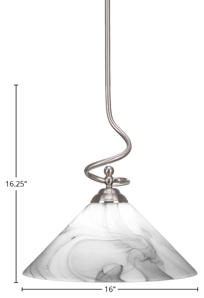 Capri 1-Light Stem Pendant with Hang Straight Swivel, Brushed Nickel/Onyx Swirl