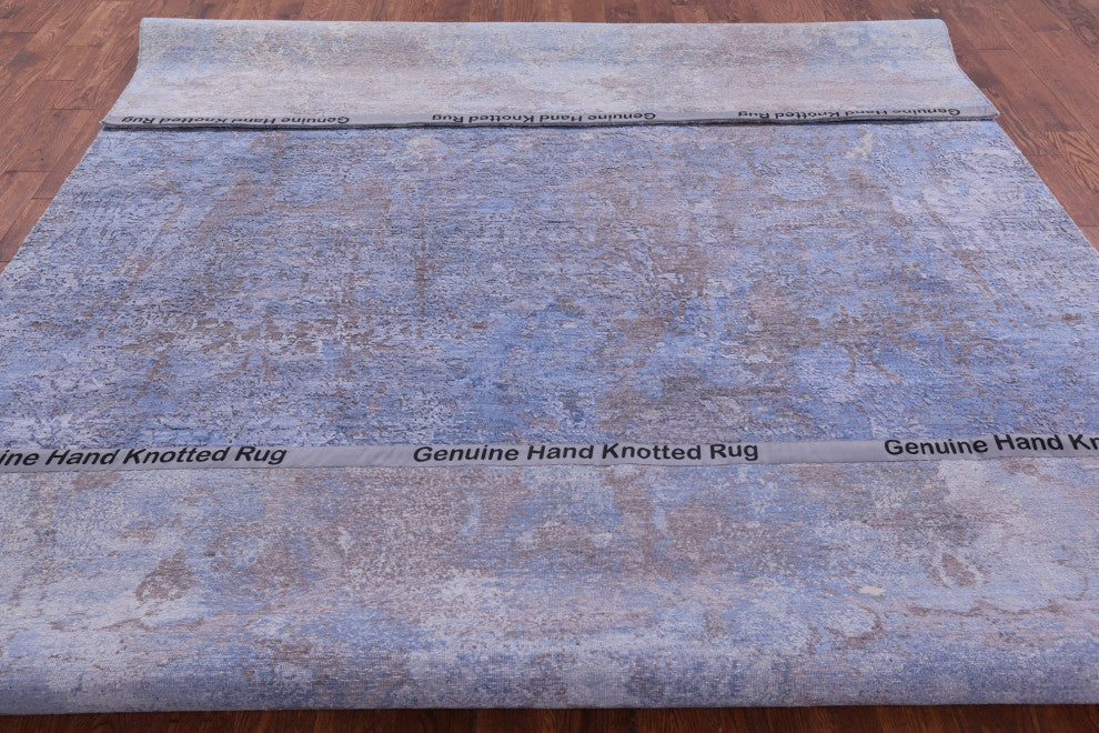 9' 0" X 12' 4" Wool and Silk Hand Knotted Abstract Rug Q9037