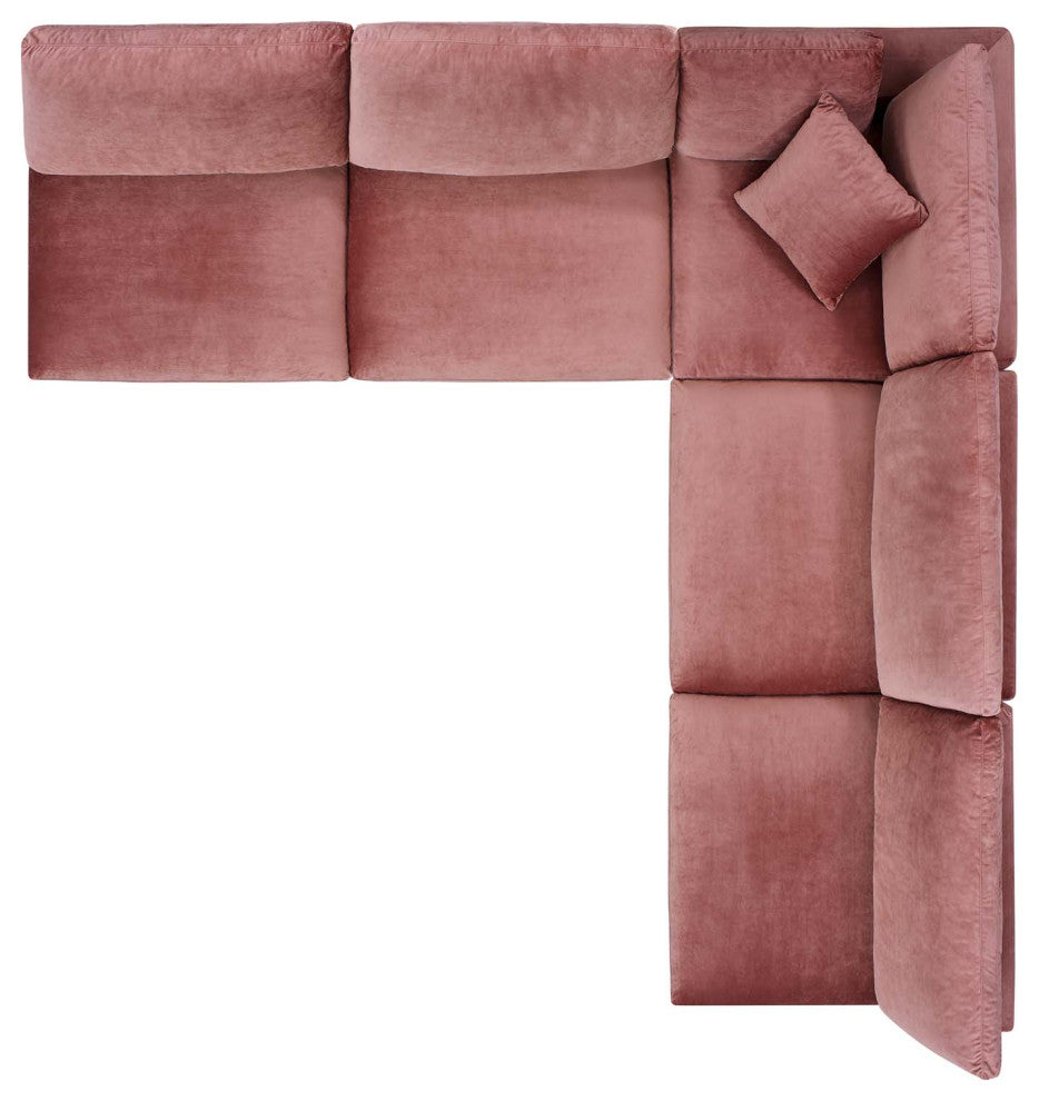 Sectional Sofa Set, Velvet, Pink, Modern, Living Lounge Hotel Lobby Hospitality